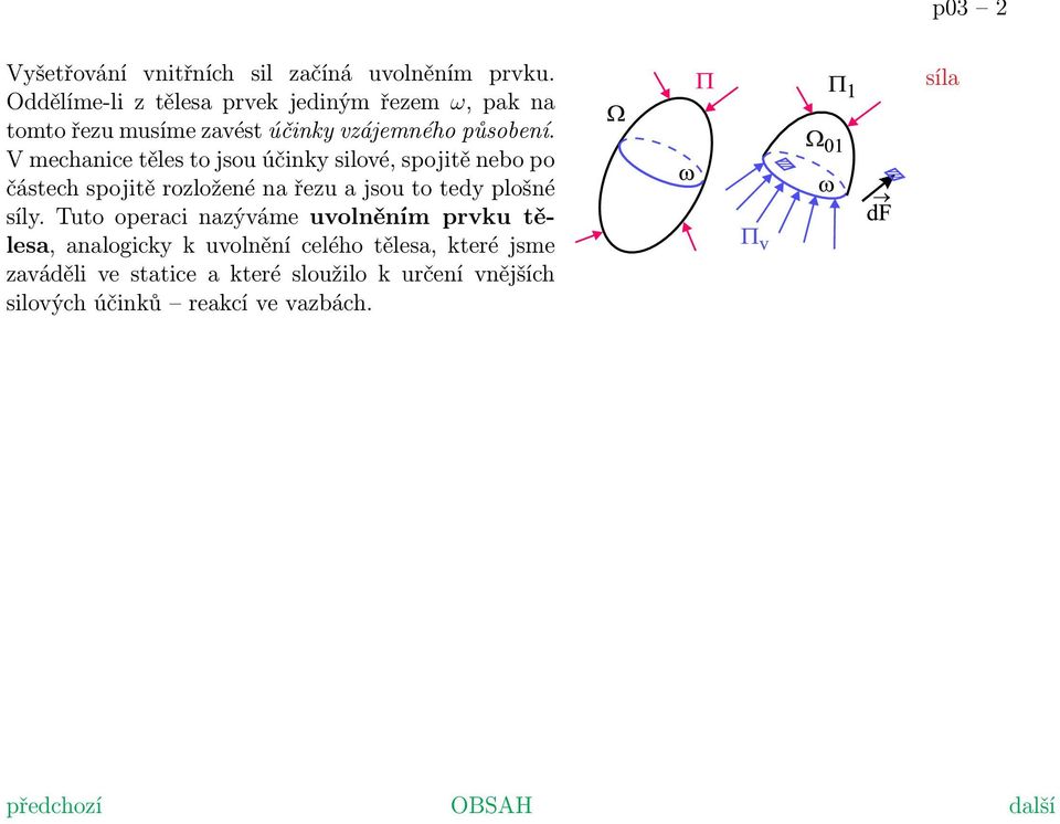 V mechanice těles to jsou účinky silové, spojitě nebo po částech spojitě rozložené na řezu a jsou to tedy plošné