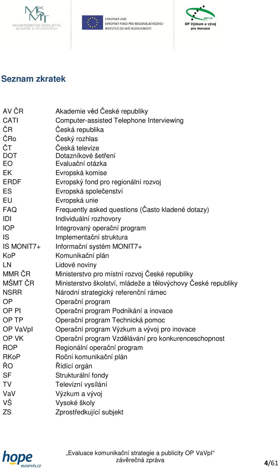 Evropská unie Frequently asked questions (Často kladené dotazy) Individuální rozhovory Integrovaný operační program Implementační struktura Informační systém MONIT7+ Komunikační plán Lidové noviny
