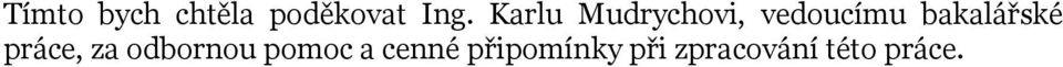 bakalářské práce, za odbornou pomoc