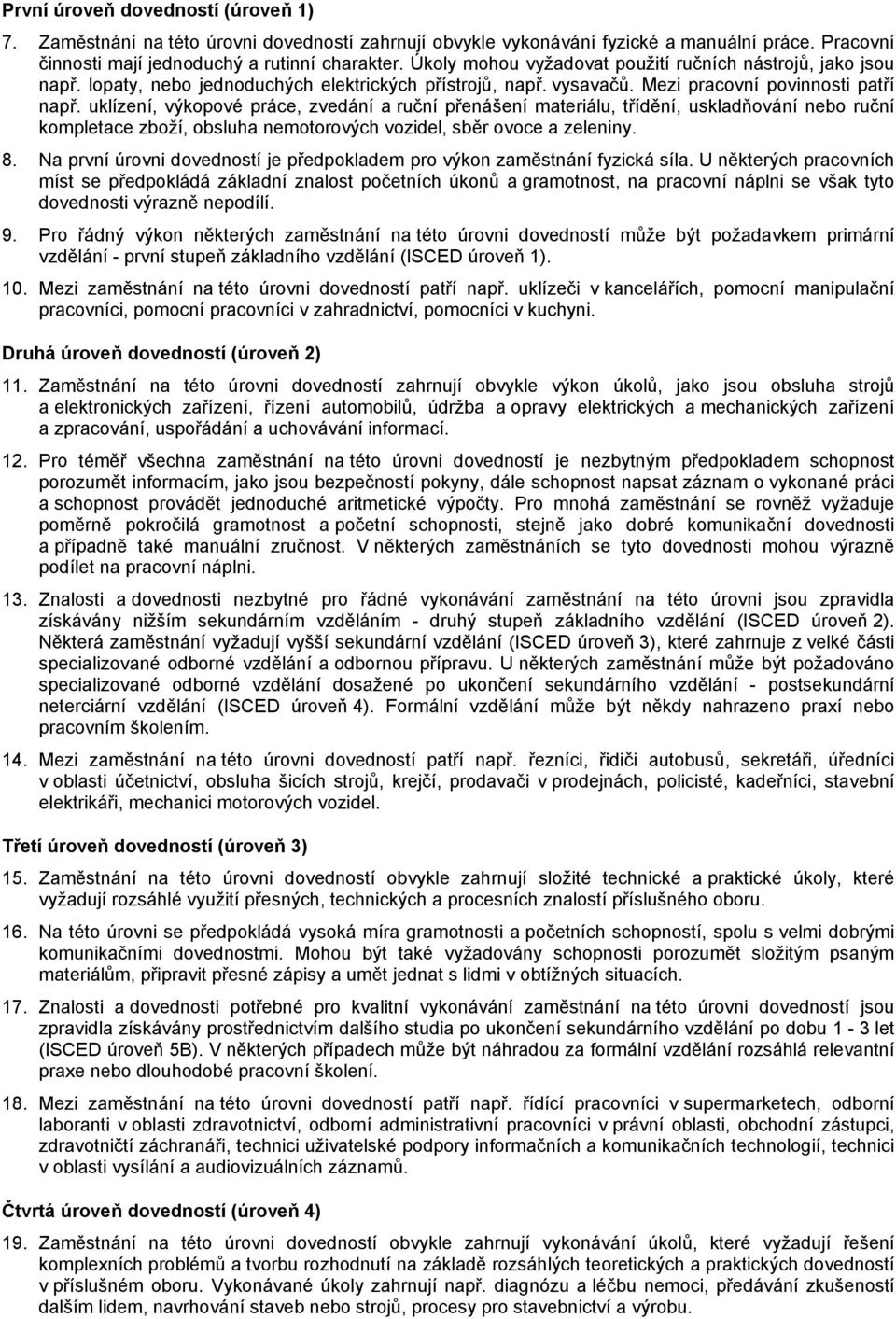 uklízení, výkopové práce, zvedání a ruční přenášení materiálu, třídění, uskladňování nebo ruční kompletace zboží, obsluha nemotorových vozidel, sběr ovoce a zeleniny. 8.