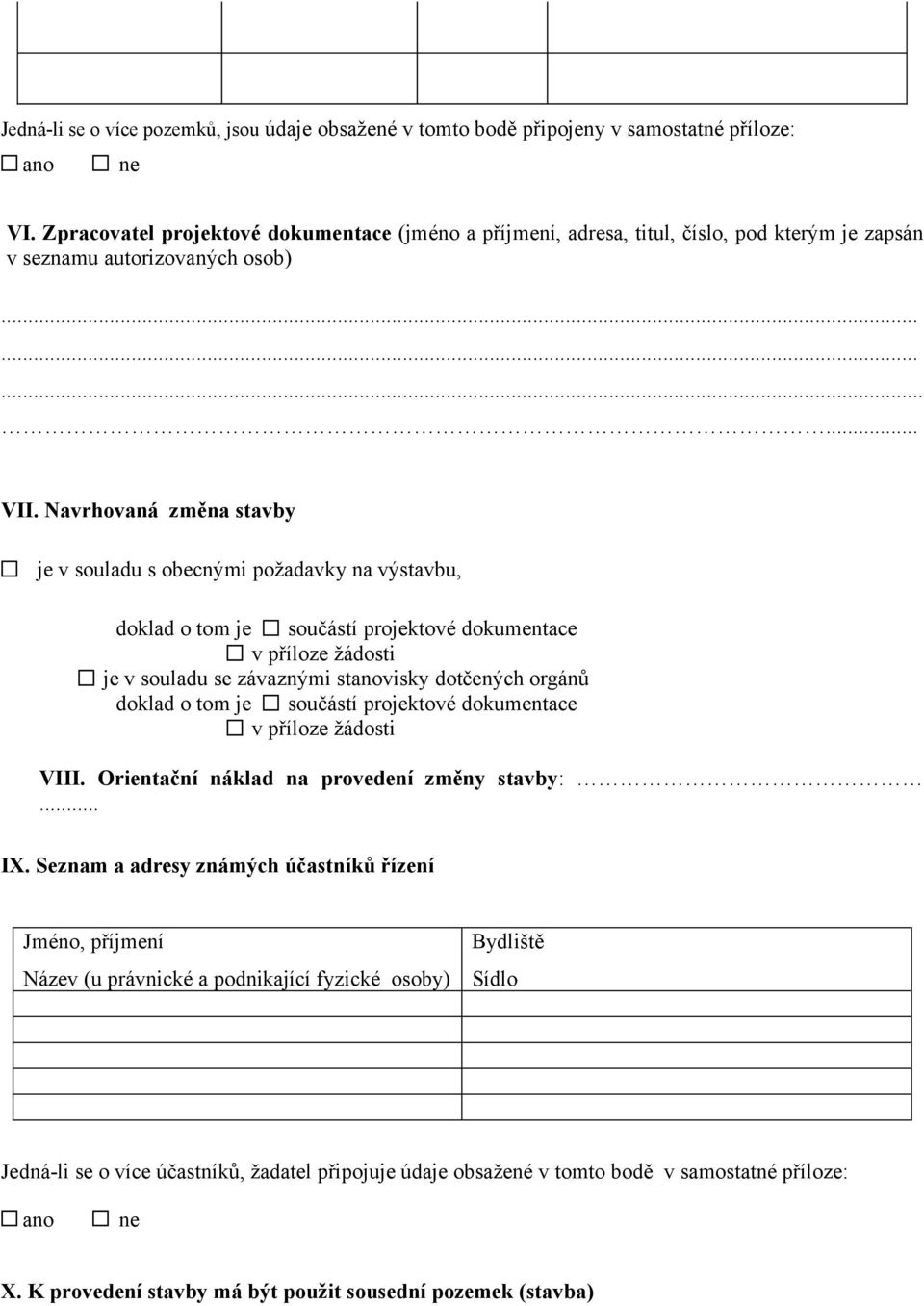 Navrhovaná změna stavby je v souladu s obecnými požadavky na výstavbu, doklad o tom je součástí projektové dokumentace v příloze žádosti je v souladu se závaznými stvisky dotčených orgánů doklad o