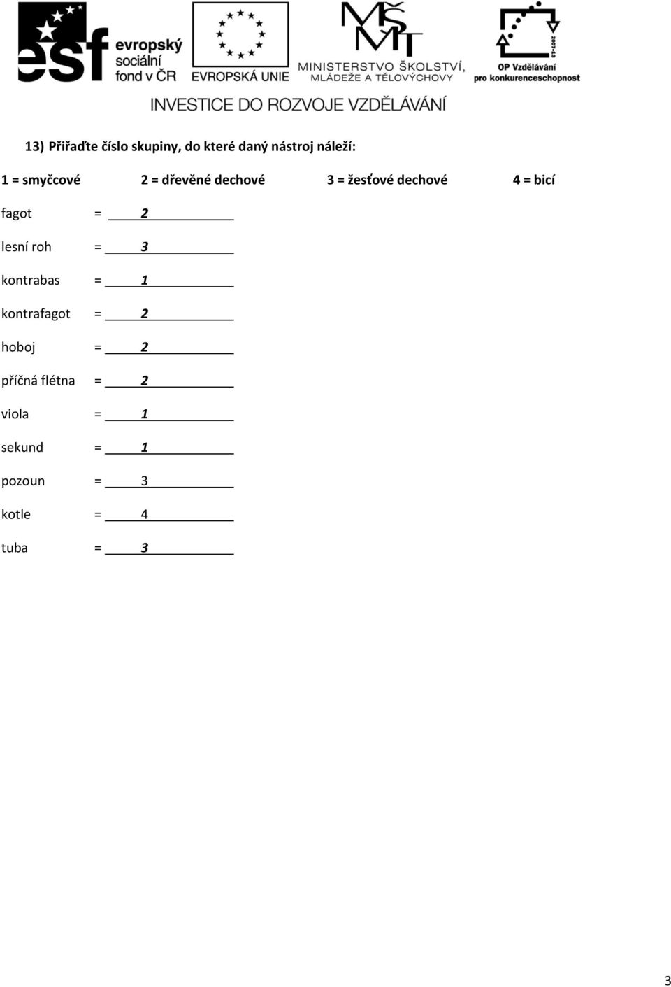 = 2 lesní roh = 3 kontrabas = 1 kontrafagot = 2 hoboj = 2