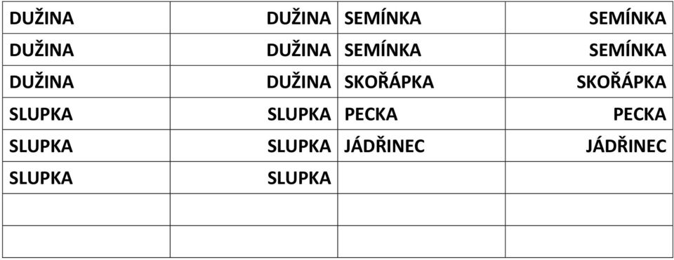SKOŘÁPKA SKOŘÁPKA SLUPKA SLUPKA PECKA