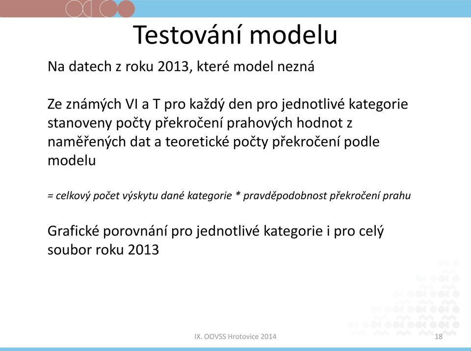 teoretické počty překročení podle modelu = celkový počet výskytu dané kategorie *