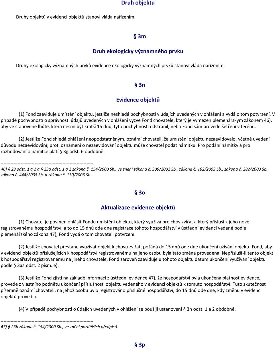 3n Evidence objektů (1) Fond zaeviduje umístění objektu, jestliže neshledá pochybnosti v údajích uvedených v ohlášení a vydá o tom potvrzení.