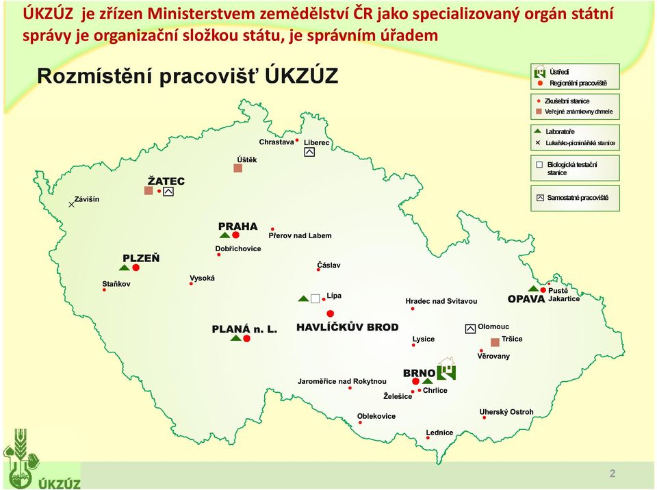 ÚKZÚZ Ústředí Regionální pracoviště Zkušební stanice Veřejné známkovny chmele
