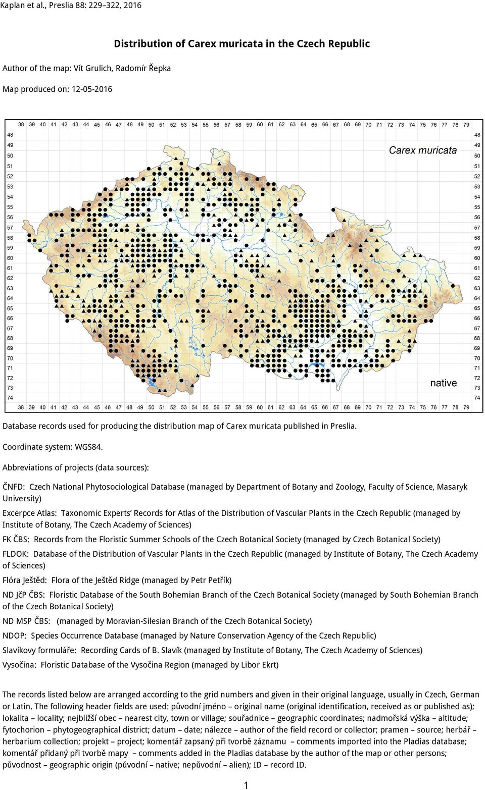 Abbreviations of projects (data sources): ČNFD: Czech National Phytosociological Database (managed by Department of Botany and Zoology, Faculty of Science, Masaryk University) Excerpce Atlas: