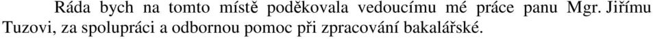 Mgr. Jiřímu Tuzovi, za spolupráci