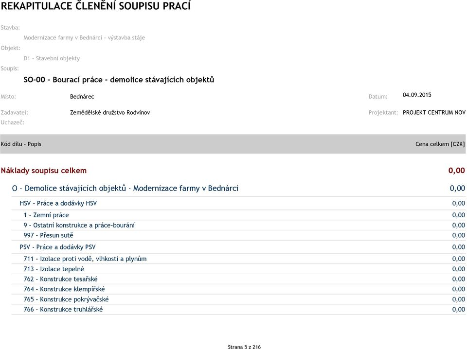 Bednárec Datum: 04.09.2015 Zadavatel: Zemědělské družstvo 