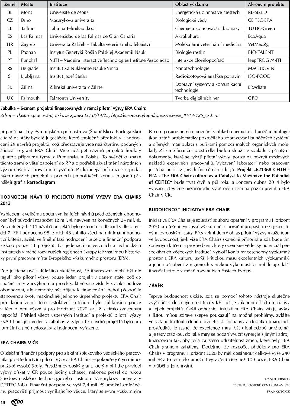 Molekulární veterinární medicína VetMedZg PL Poznan Instytut Genetyki Roślin Polskiej Akademii Nauk Biologie rostlin BIO-TALENT PT Funchal MITI Madeira Interactive Technologies Institute Associacao