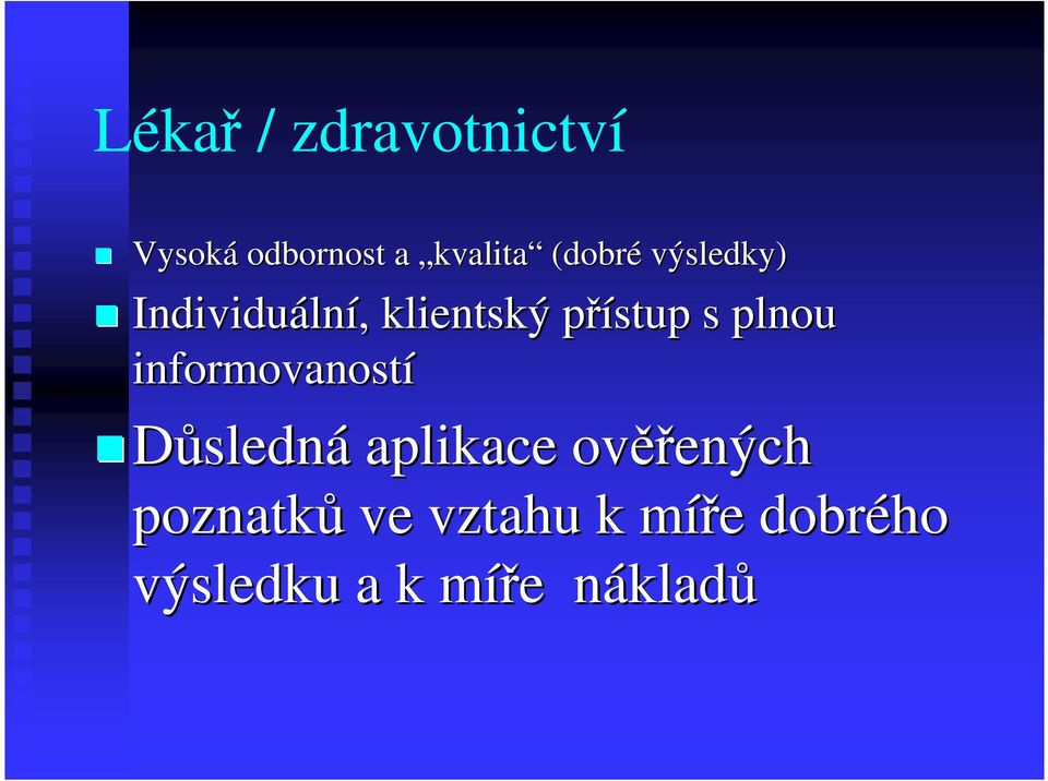 informovaností Důsledná aplikace ověř ěřených poznatků ve