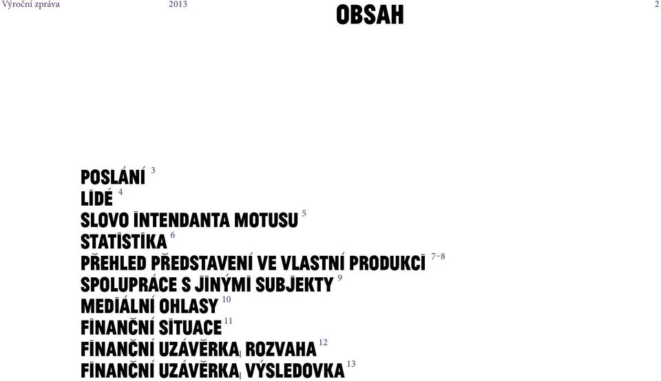 8 Spolupráce s jinými subjekty 9 Mediální ohlasy 10 Finanční