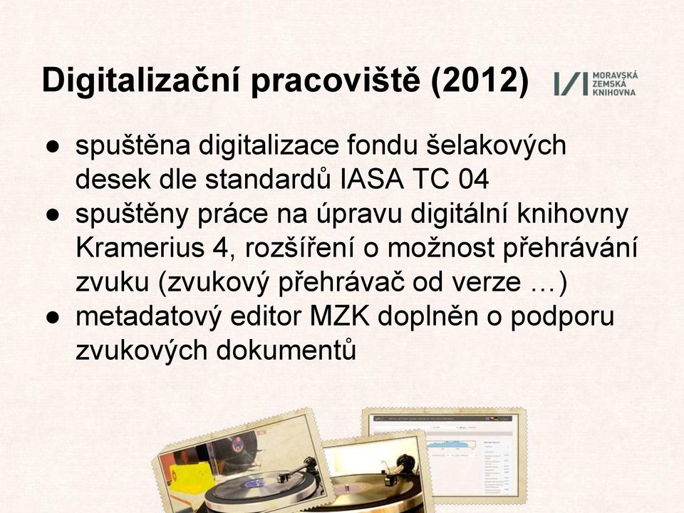 knihovny Kramerius 4, rozšíření o možnost přehrávání zvuku (zvukový