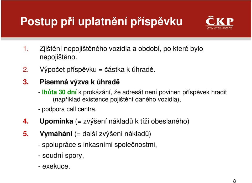 Písemná výzva k úhradě - lhůta 30 dní k prokázání, že adresát není povinen příspěvek hradit (například existence