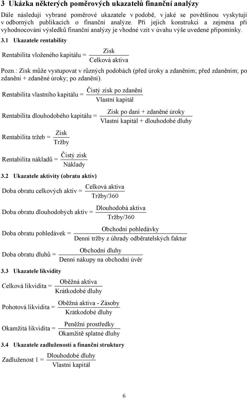 1 Ukazatele rentability Zisk Rentabilita vloženého kapitálu = Celková aktiva Pozn.