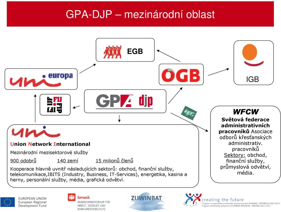 Business, IT-Services), energetika, kasina a herny, personální služby, média, grafická odvětví.