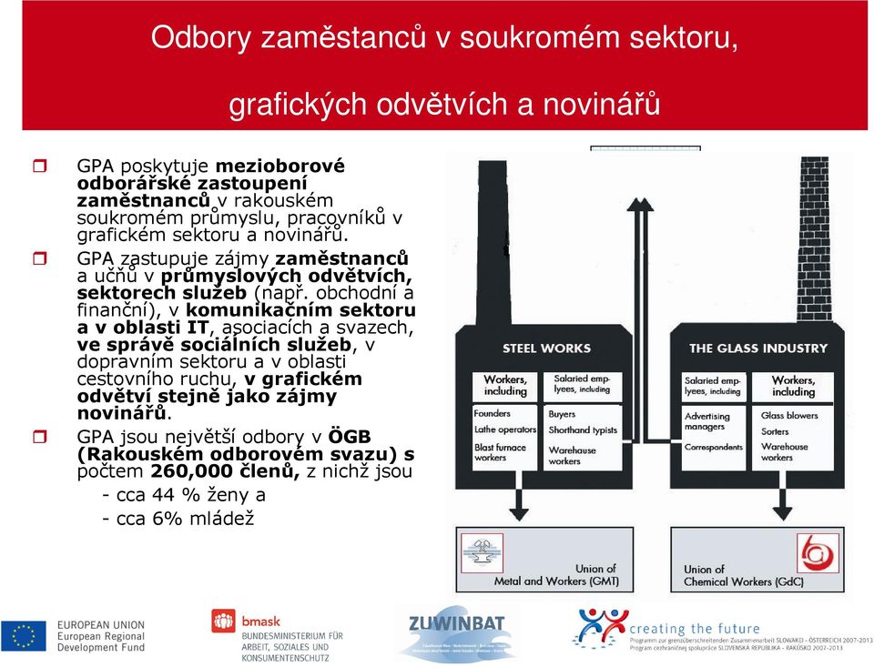 obchodní a finanční), v komunikačním sektoru a v oblasti IT, asociacích a svazech, ve správě sociáĺních služeb, v dopravním sektoru a v oblasti cestovního