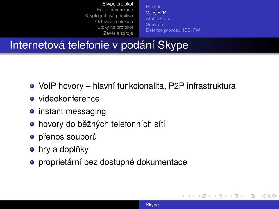 infrastruktura videokonference instant messaging hovory do běžných