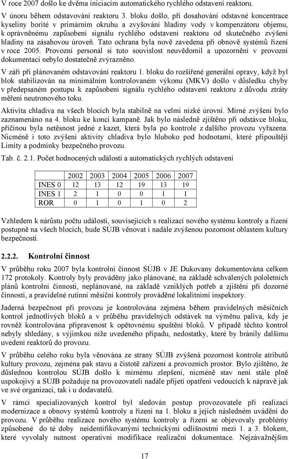 skutečného zvýšení hladiny na zásahovou úroveň. Tato ochrana byla nově zavedena při obnově systémů řízení v roce 2005.