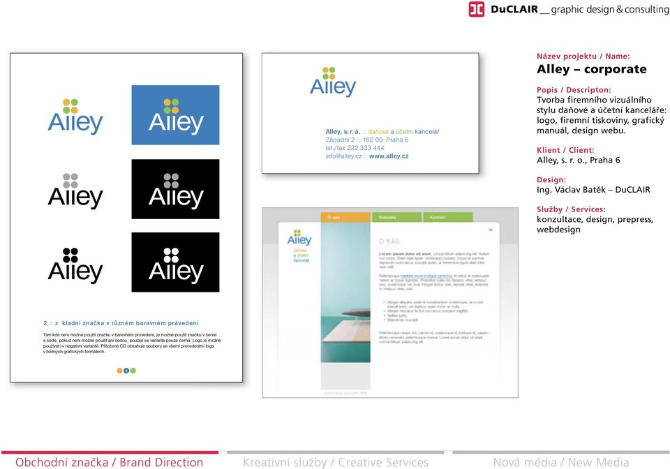 grafický manuál, design webu. Alley, s. r. o.
