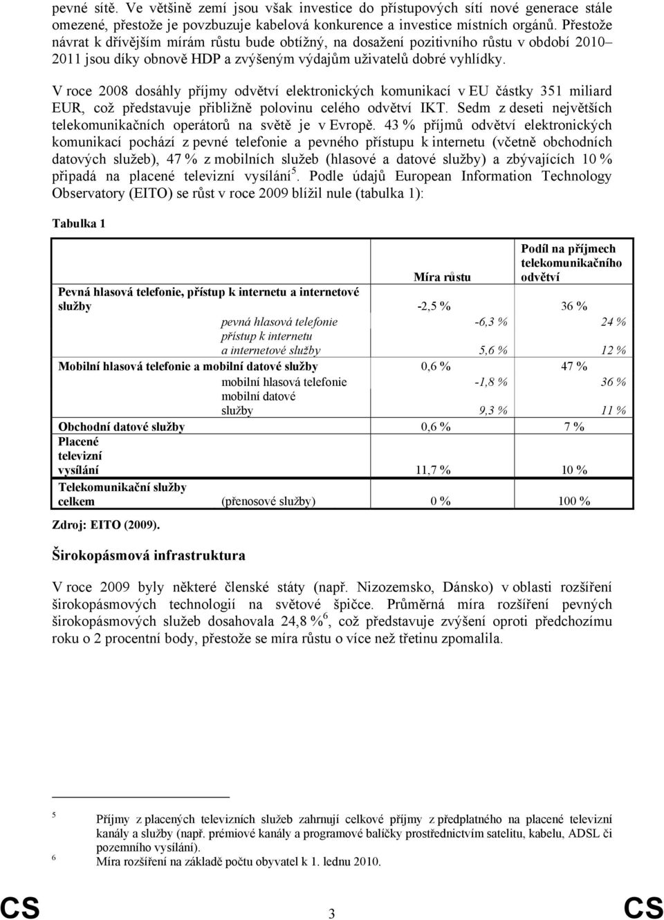 V roce 2008 dosáhly příjmy odvětví elektronických komunikací v EU částky 351 miliard EUR, což představuje přibližně polovinu celého odvětví IKT.