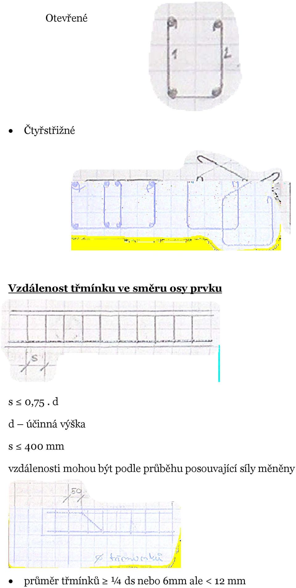 d d účinná výška s 400 mm vzdálenosti mohou být