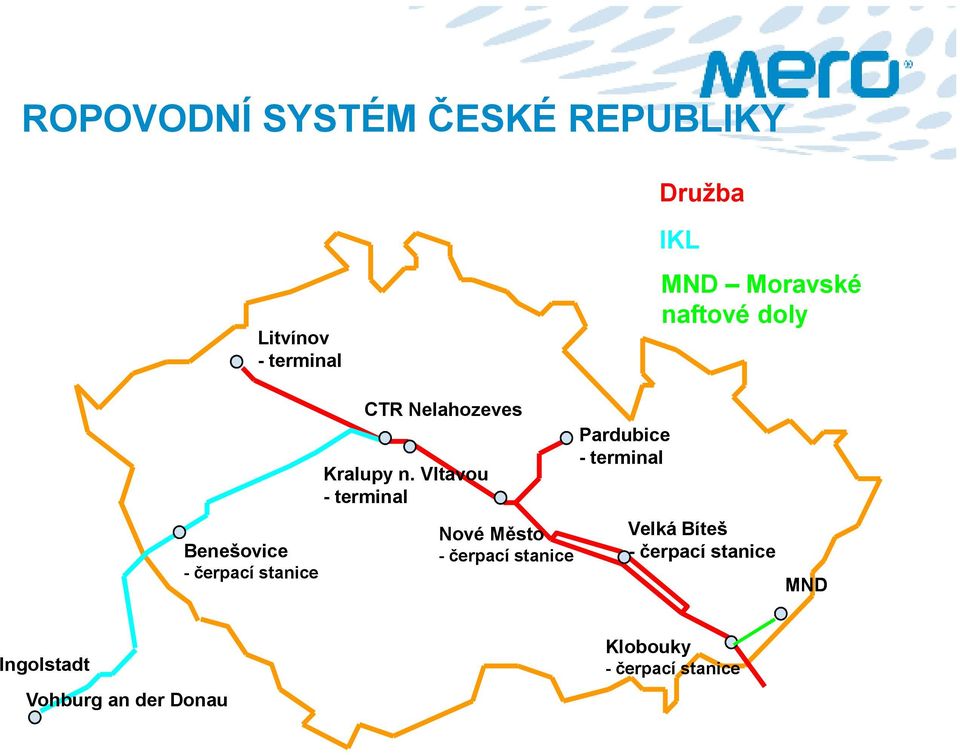 Vltavou - terminal Nové Město - čerpací stanice Pardubice - terminal Velká