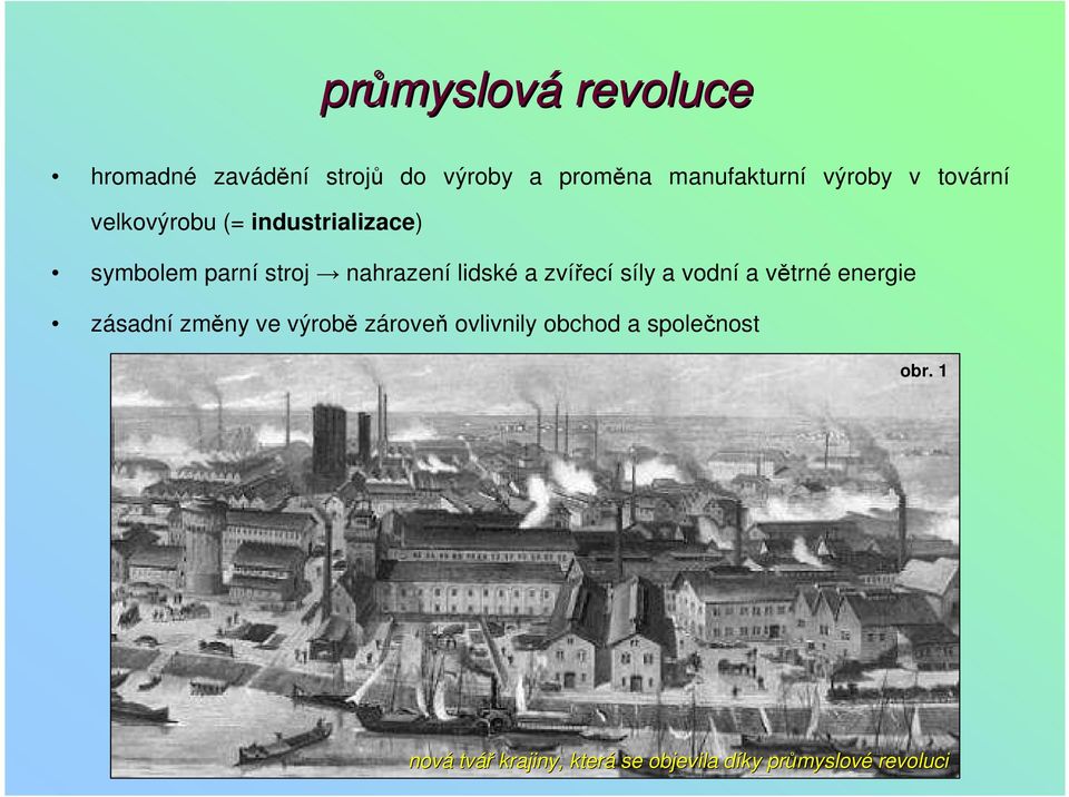 a zvířecí síly a vodní a větrné energie zásadní změny ve výrobě zároveň ovlivnily