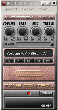 Obr. 4.3: GUI efektů Clean Preamp, Crunch Preamp a Tone Control. (pomoci zpětných vazeb) jedním filtrem typu peak.