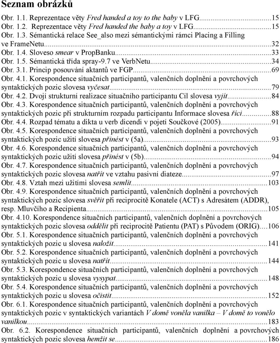 ..69 Obr. 4.1. Korespondence situačních participantů, valenčních doplnění a povrchových syntaktických pozic slovesa vyčesat...79 Obr. 4.2.