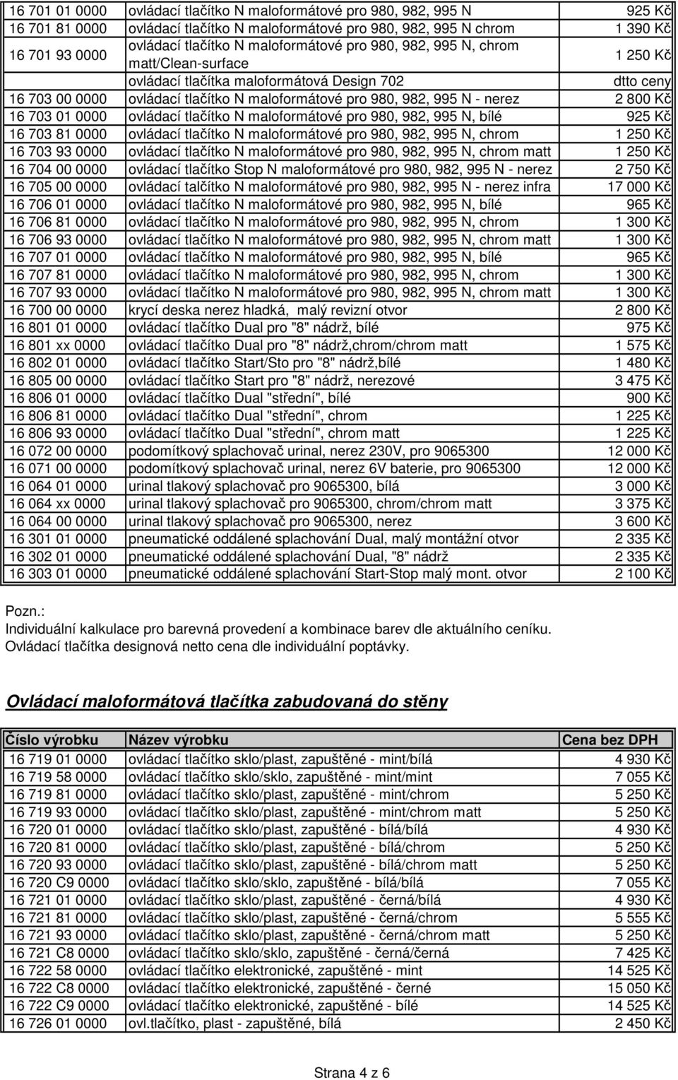 2 800 Kč 16 703 01 0000 ovládací tlačítko N maloformátové pro 980, 982, 995 N, bílé 925 Kč 16 703 81 0000 ovládací tlačítko N maloformátové pro 980, 982, 995 N, chrom 1 250 Kč 16 703 93 0000 ovládací