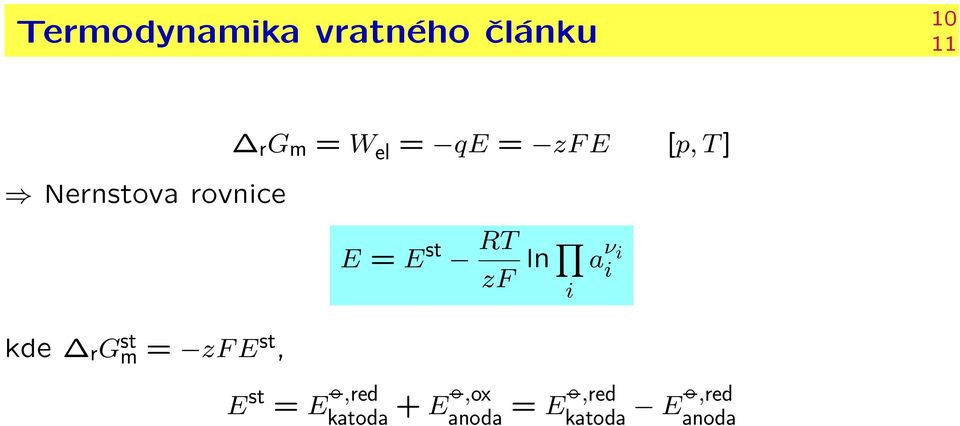 = zf Est, E = E st RT zf ln i a ν i i E st =