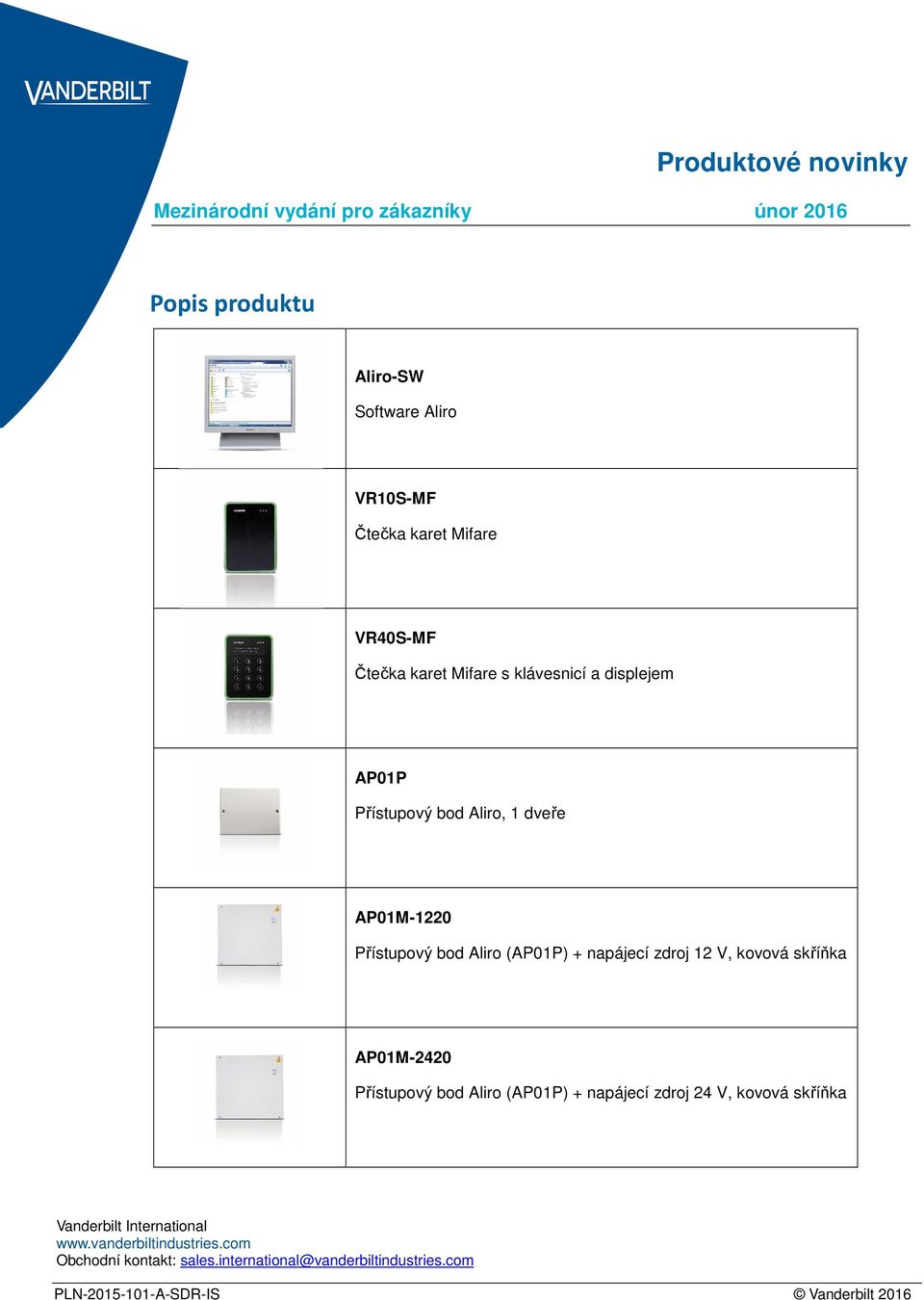 dveře AP01M-1220 Přístupový bod Aliro (AP01P) + napájecí zdroj 12 V, kovová