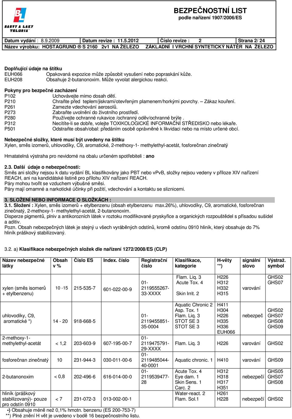 Zákaz kouření. P261 Zamezte vdechování aerosolů. P273 Zabraňte uvolnění do životního prostředí. P280 Používejte ochranné rukavice /ochranný oděv/ochranné brýle.