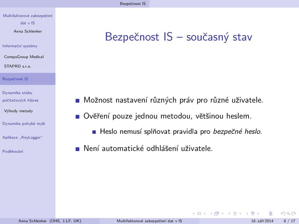 Heslo nemusí splňovat pravidla pro bezpečné heslo.
