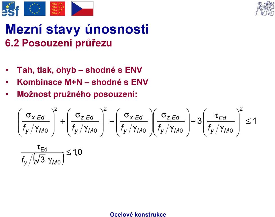 shodné s ENV Možnost pružného posouzení: 1 3 2 0 0 0 2 0 2 0 γ