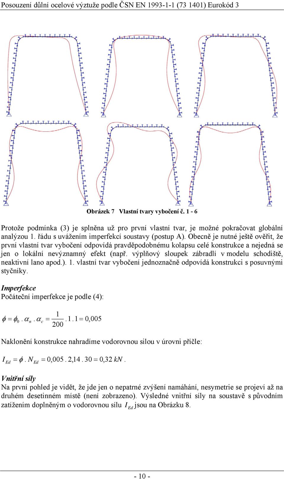 výplňový sloupek zábradlí v modelu schodiště, neaktivní lano apod.).. vlastní tvar vbočení jednoznačně odpovídá konstrukci s posuvnými stčník. Imperfekce Počáteční imperfekce je podle (4): φ φ. α n.