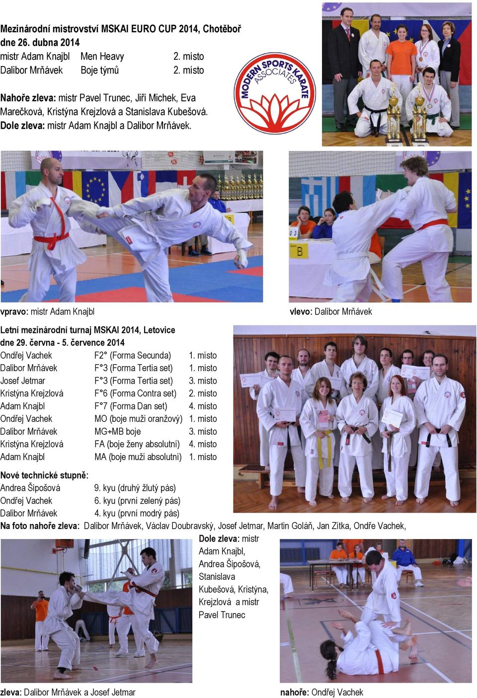 vpravo: mistr Adam Knajbl vlevo: Dalibor Mrňávek Letní mezinárodní turnaj MSKAI 2014, Letovice dne 29. června - 5. července 2014 Ondřej Vachek F2 (Forma Secunda) 1.