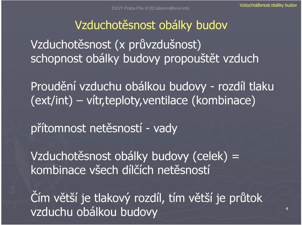 vítr,teploty,ventilace (kombinace) přítomnost netěsností - vady y (celek) =