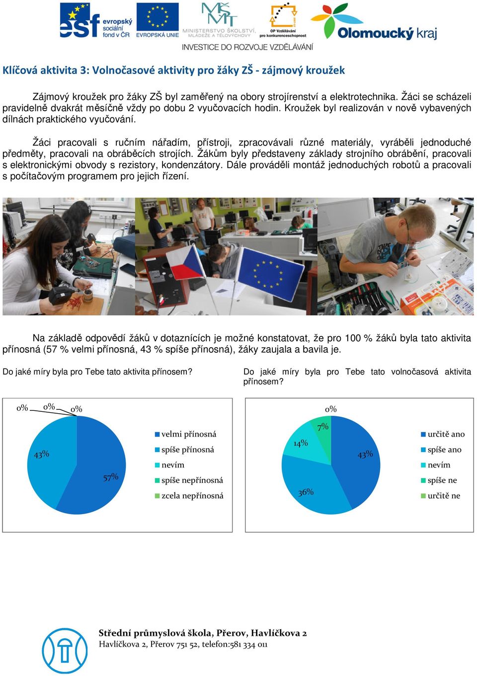 Žáci pracovali s ručním nářadím, přístroji, zpracovávali různé materiály, vyráběli jednoduché předměty, pracovali na obráběcích strojích.