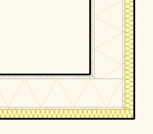 18 ARCHline.XP 2014 Tutoriál 1.8. Sendvičové zdi napojení vrstev graficky Pomocí příkazu pro grafické napojení zdí je možné přímo na půdorysném plánu vytvořit složité napojení jednotlivých vrstev