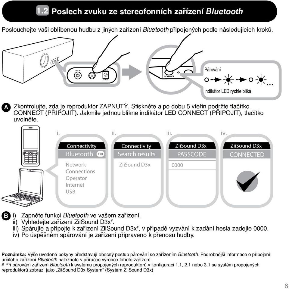 Jakmile jednou blikne indikátor LED CONNECT (PŘIPOJIT), tlačítko uvolněte. i. ii. iii. iv.