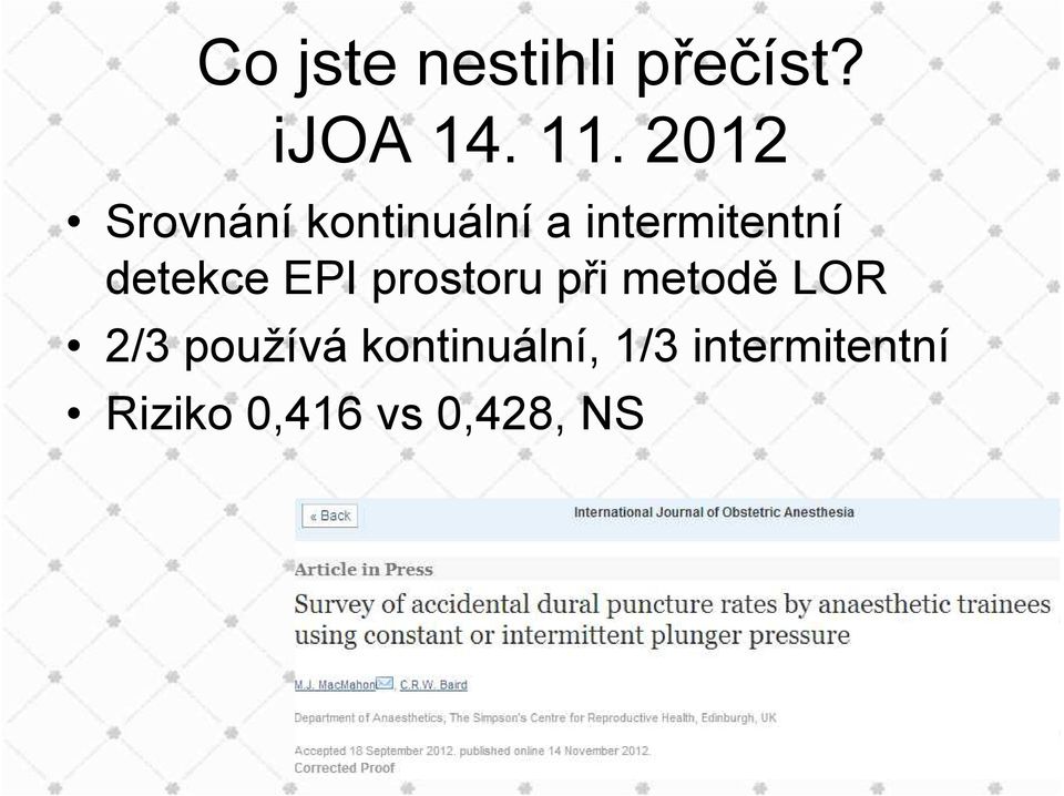 detekce EPI prostoru při metodě LOR 2/3