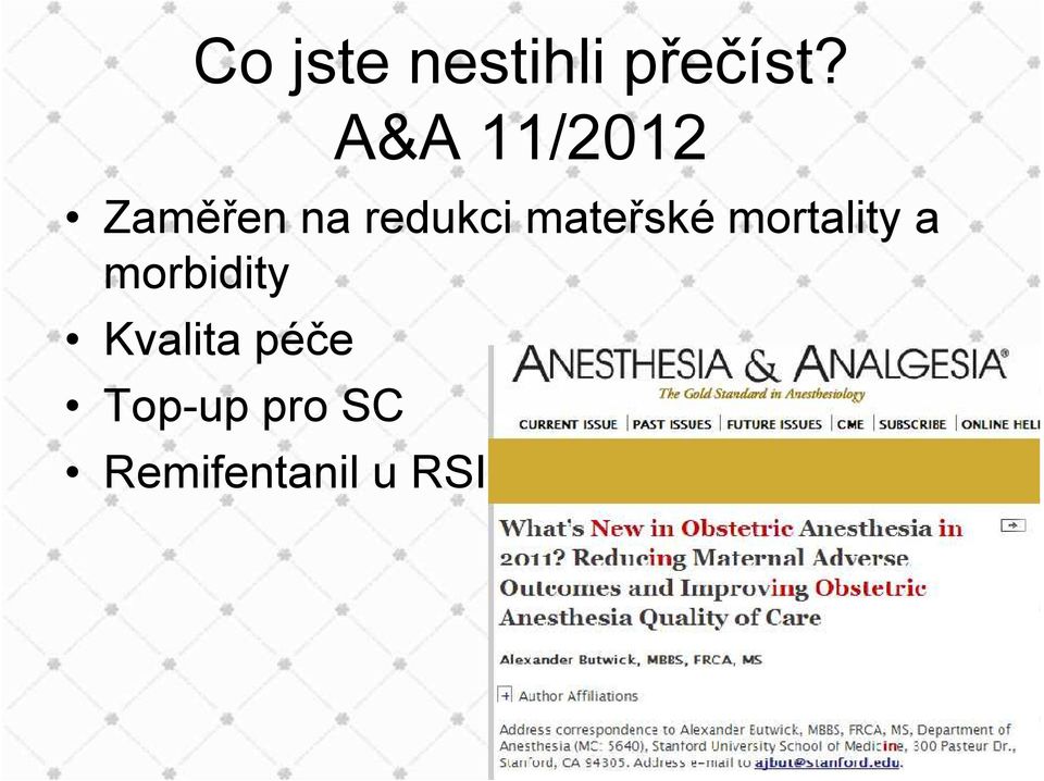 mateřské mortality a morbidity