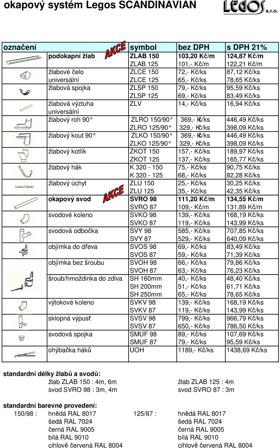 150/90 369,- Kč/ks 446,49 Kč/ks ZLRO 125/90 329,- Kč/ks 398,09 Kč/ks žlabový kout 90 ZLKO 150/90 369,- Kč/ks 446,49 Kč/ks ZLKO 125/90 329,- Kč/ks 398,09 Kč/ks žlabový kotlík ZKOT 150 157,- Kč/ks