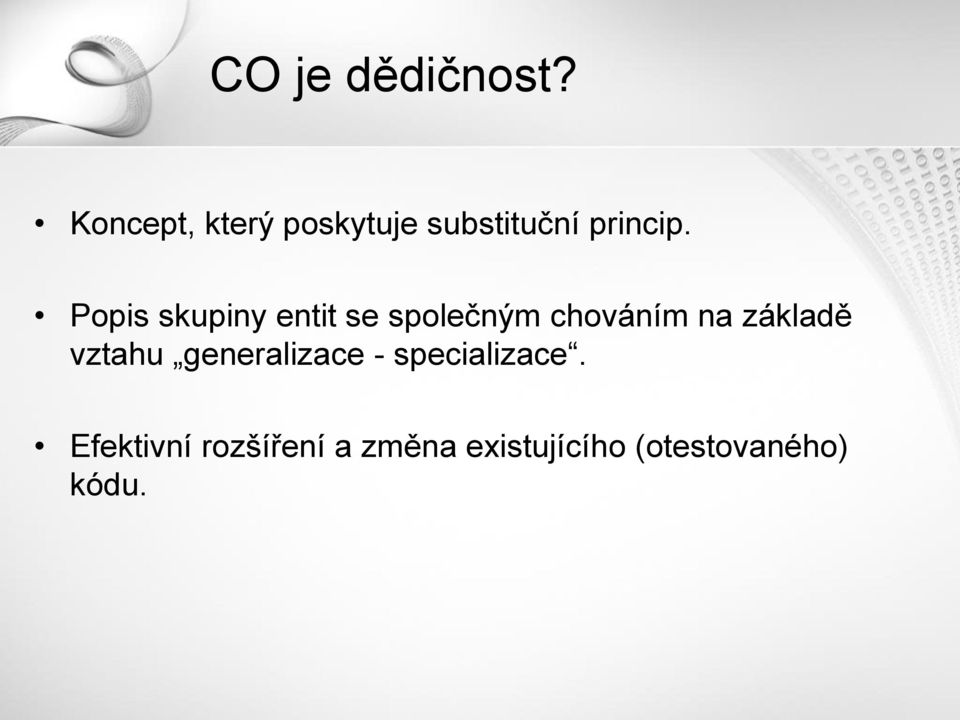 Popis skupiny entit se společným chováním na základě
