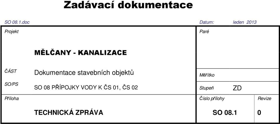 KANALIZACE ČÁST Dokumentace stavebních objektů