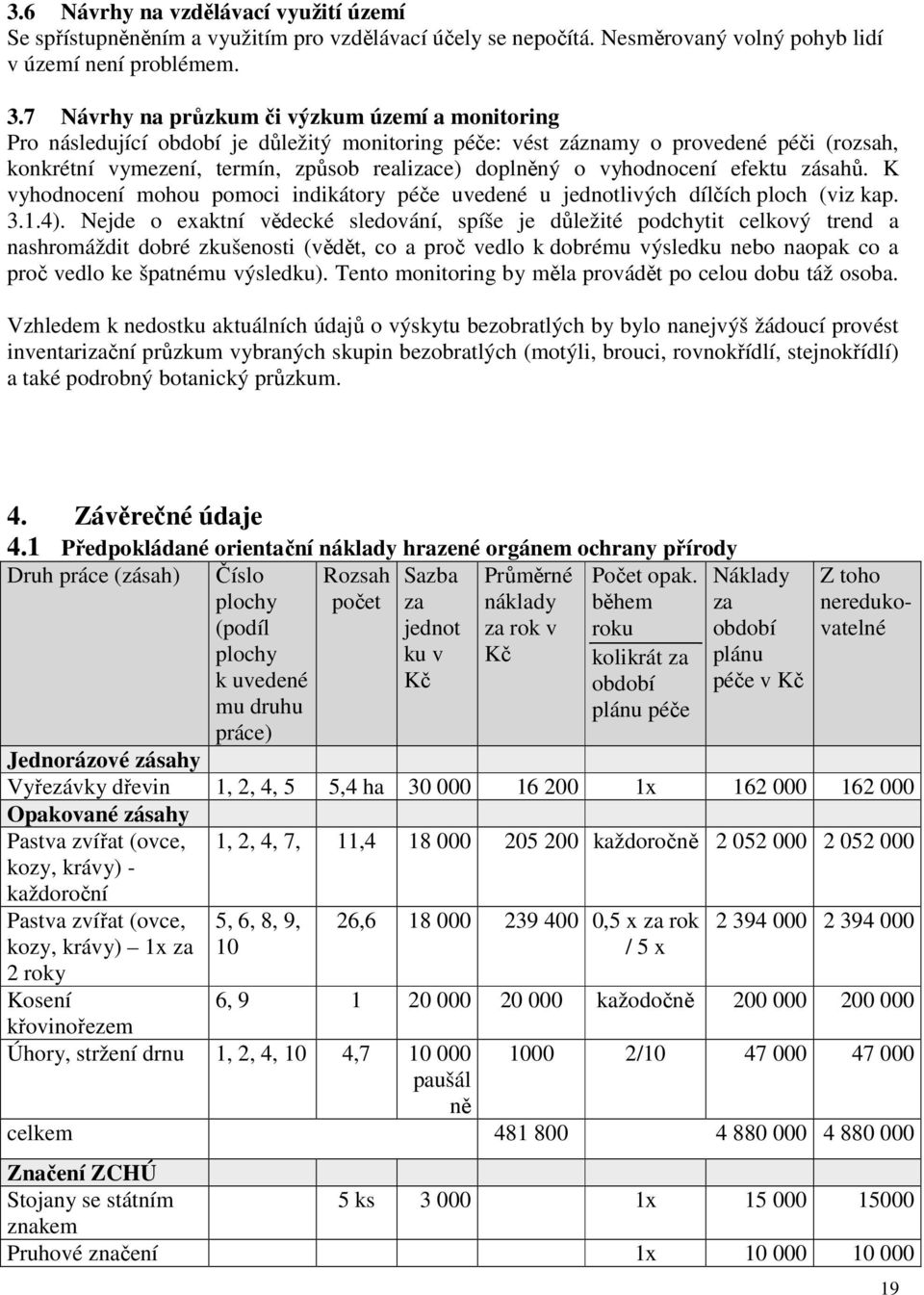 vyhodnocení efektu zásahů. K vyhodnocení mohou pomoci indikátory péče uvedené u jednotlivých dílčích ploch (viz kap. 3.1.4).