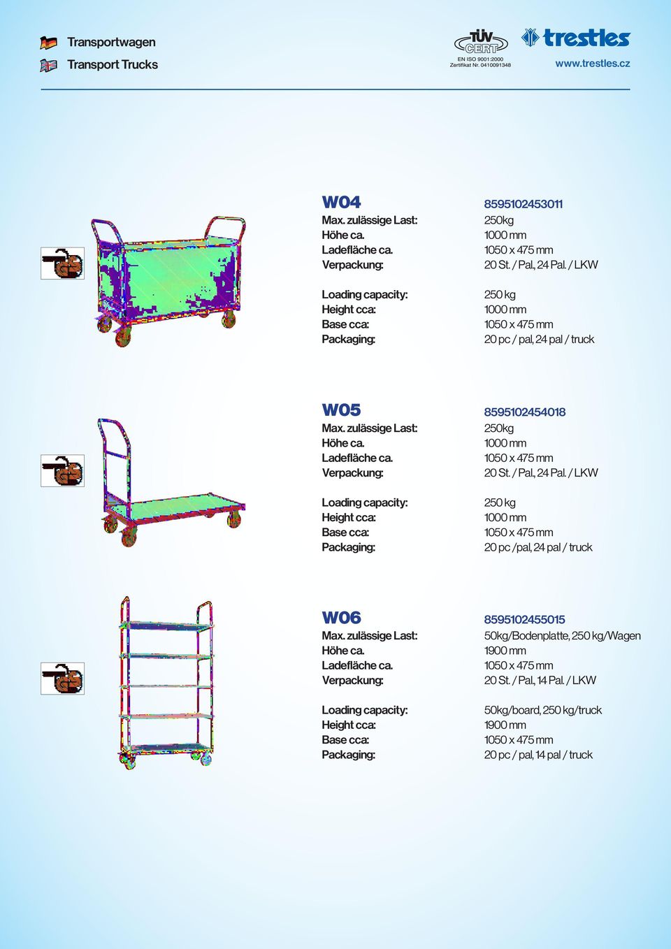 / LKW Base cca: 20 pc /pal, 24 pal / truck W06 8595102455015 50kg/Bodenplatte, /Wagen