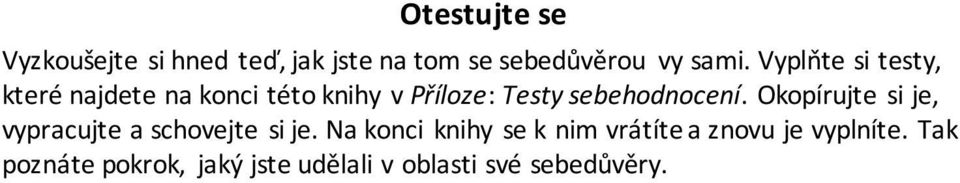 sebehodnocení. Okopírujte si je, vypracujte a schovejte si je.